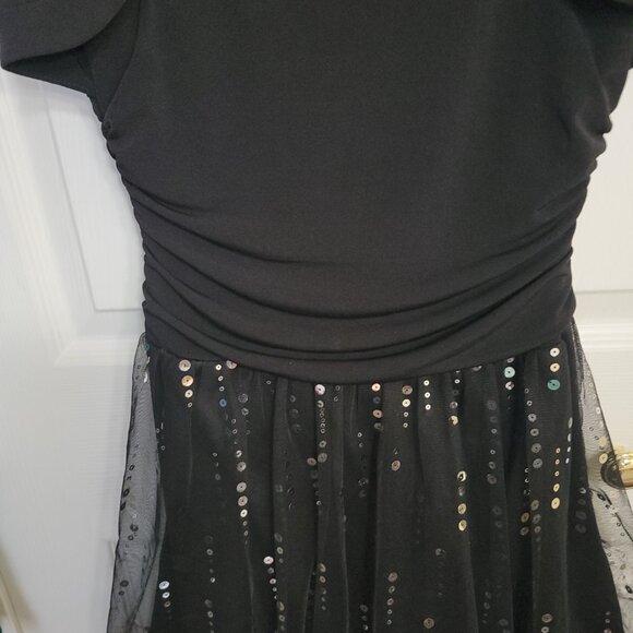 Amys Closet Fancy Party Dress Sequins Netting Attached Jacket Black Size 10 - Picture 13 of 15